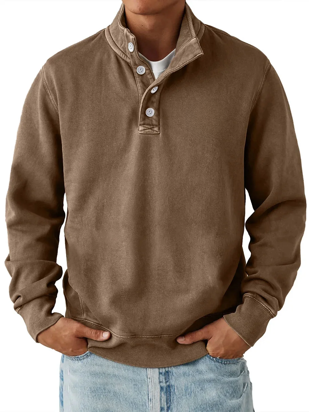 NK - Men’s Trendy Loose Solid Color Stand Collar Sweatshirt