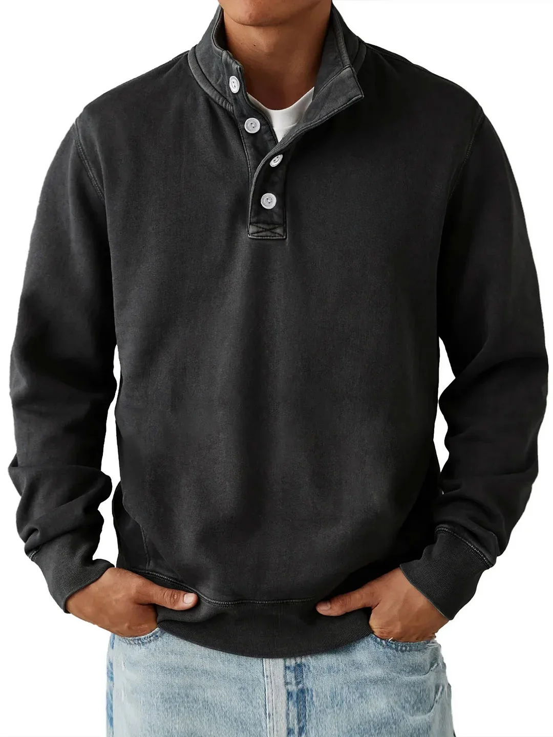 NK - Men’s Trendy Loose Solid Color Stand Collar Sweatshirt