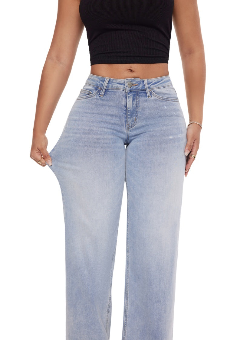 Baggy BBL Jeans — Wide Leg, Bum-Lifting, Comfy Stretch