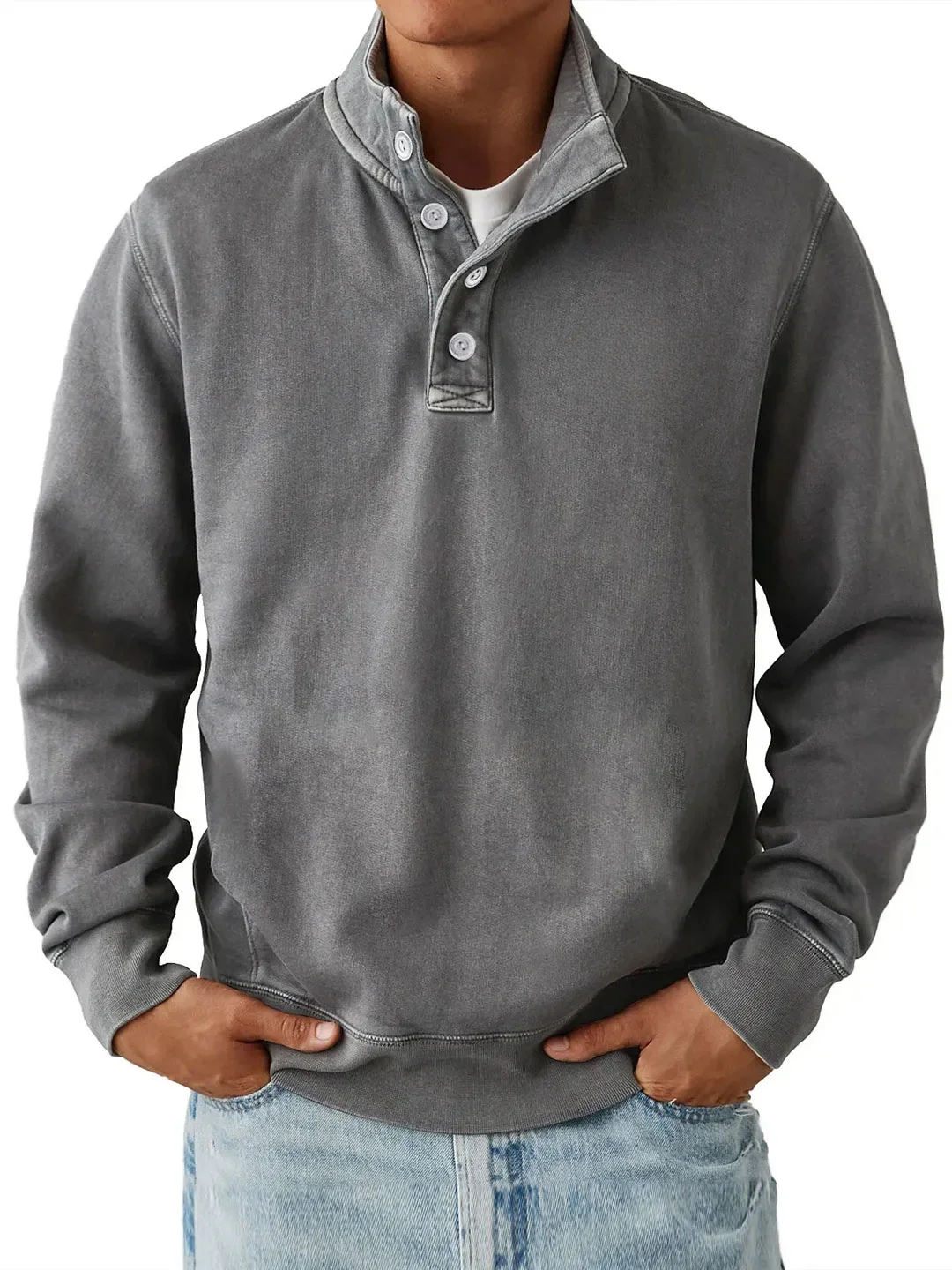 NK - Men’s Trendy Loose Solid Color Stand Collar Sweatshirt