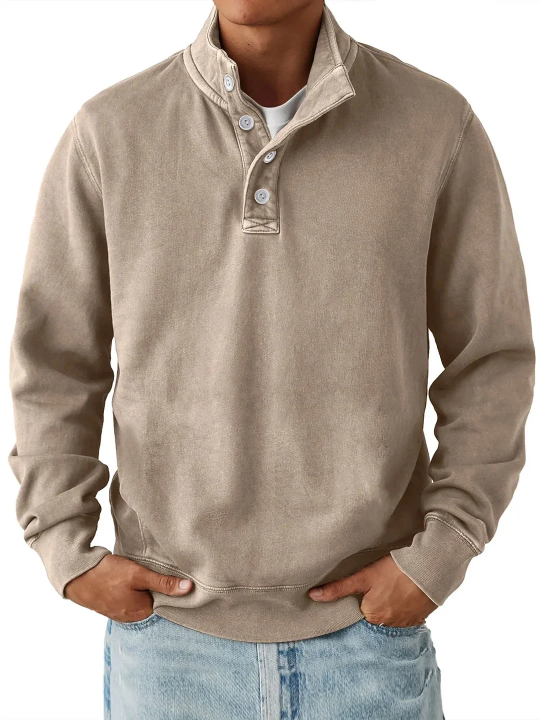 NK - Men’s Trendy Loose Solid Color Stand Collar Sweatshirt