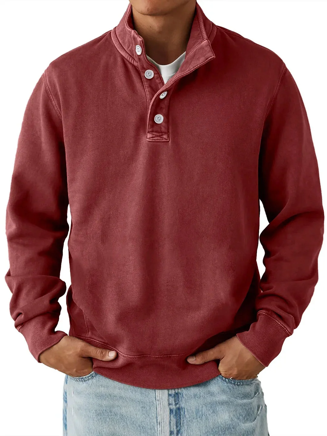 NK - Men’s Trendy Loose Solid Color Stand Collar Sweatshirt