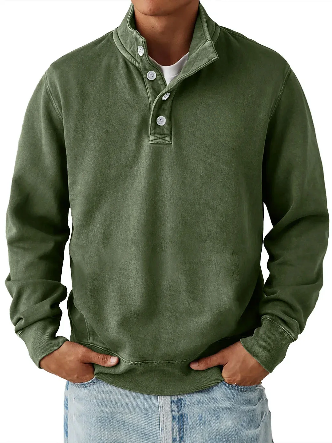 NK - Men’s Trendy Loose Solid Color Stand Collar Sweatshirt